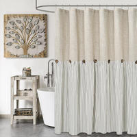 DUSCHVORHANG Grau Leinen Stil maschinenwaschbar wasserdicht breit lang für Badewanne Badezimmer - Grau, Textil (183/183cm) - MCBOSON