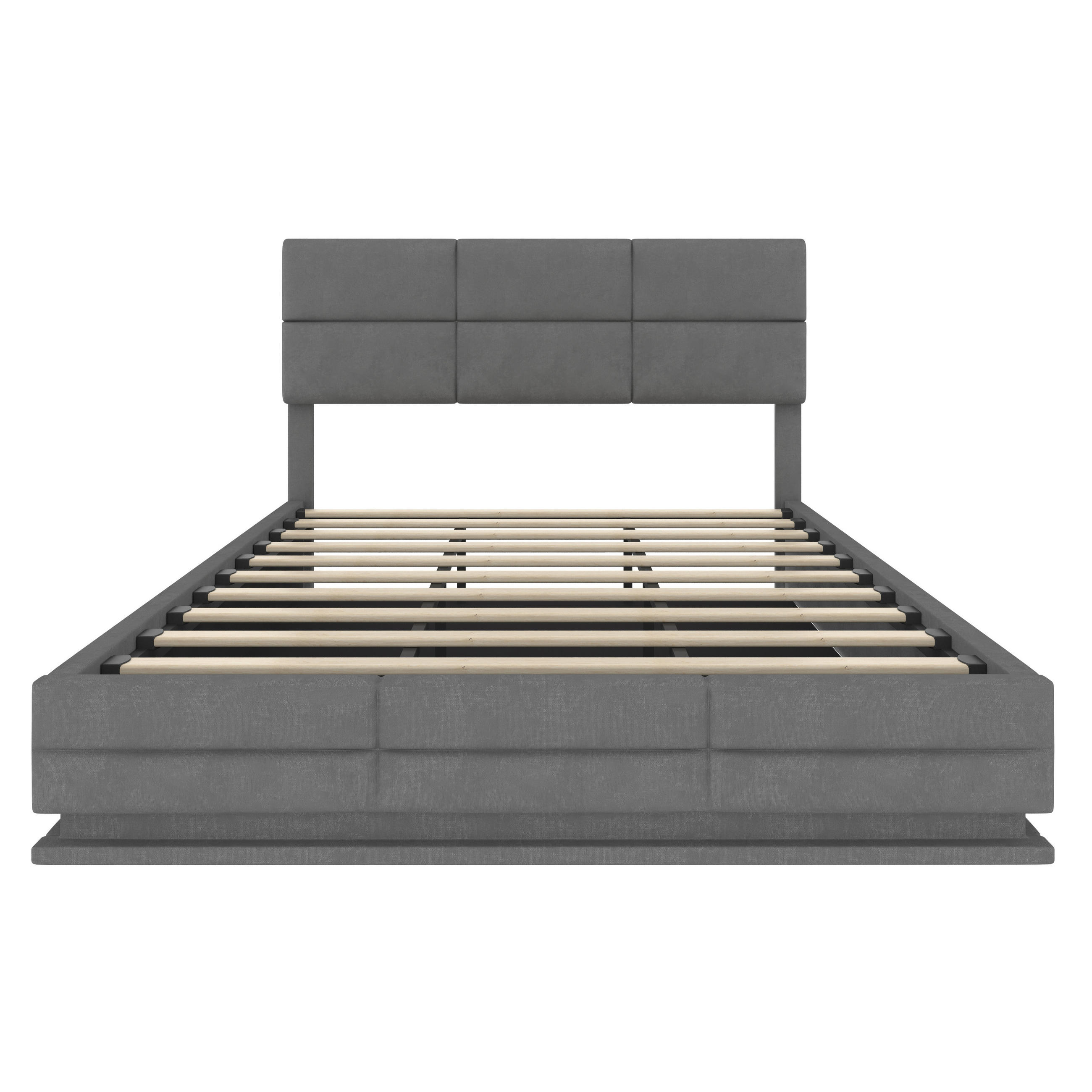 POLSTERBETT 180/200 cm in Dunkelgrau mit Bettkasten, LED, USB und Type-C Samt - Grau, Holzwerkstoff/Textil (180/200cm) - STILVORA