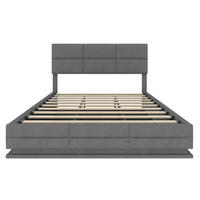 POLSTERBETT 180/200 cm in Dunkelgrau mit Bettkasten, LED, USB und Type-C Samt - Grau, Holzwerkstoff/Textil (180/200cm) - STILVORA