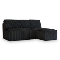 ECKSOFA BRISO T Schwarz Kordstoff mit Schlaffunktion - Schwarz, Holz (200/140cm) - MASSENO
