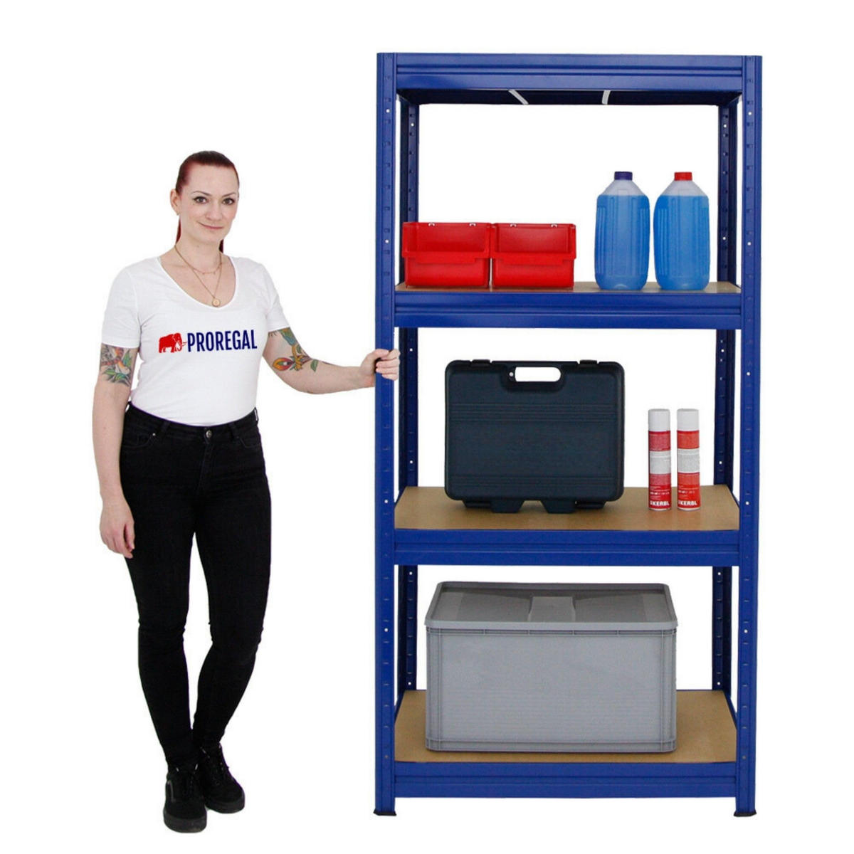 SCHWERLASTREGAL Dino 2er-Set mit 2x 180x90x60 cm Fachlast 600 kg Blau - Blau, Metall (180/180/60cm) - PROREGAL