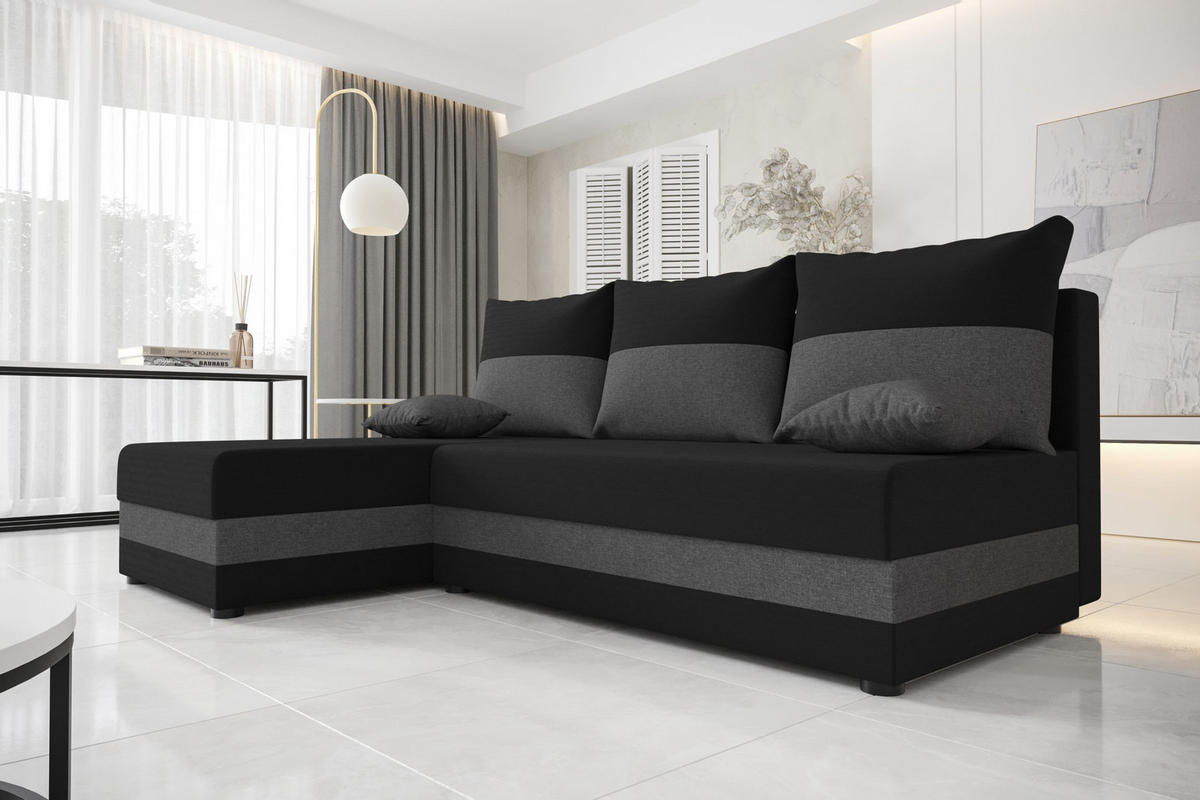 ECKSOFA HEWLET L Sawana 14+05 Links mit Schlaffunktion - Dunkelgrau, Textil (200/140cm) - Bedante