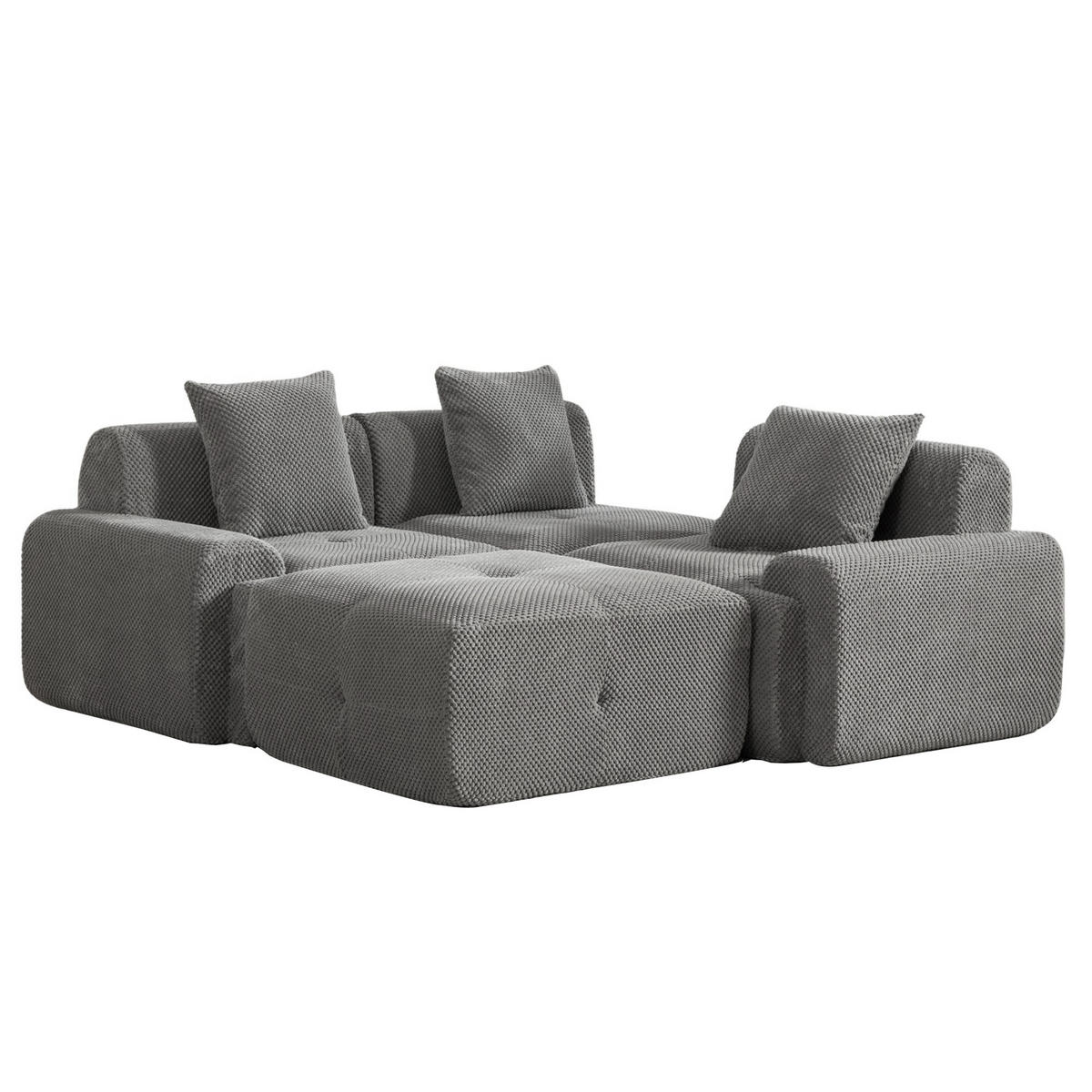 SOFA Modulární pohovka z žinylky šedá bez montáže - šedá, textil (266/176cm) - Urban Meuble