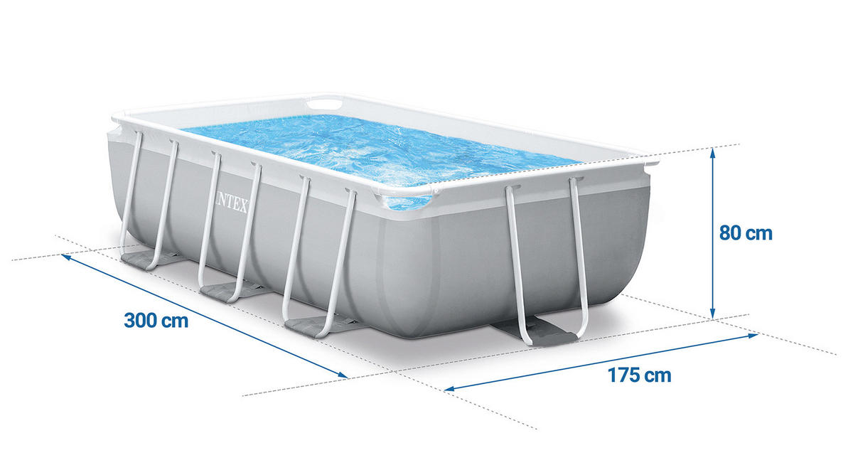 POOL SET 300 x 175 x 80 cm, 4in1 - 26784 - Grau, Textil (300/80/175cm)