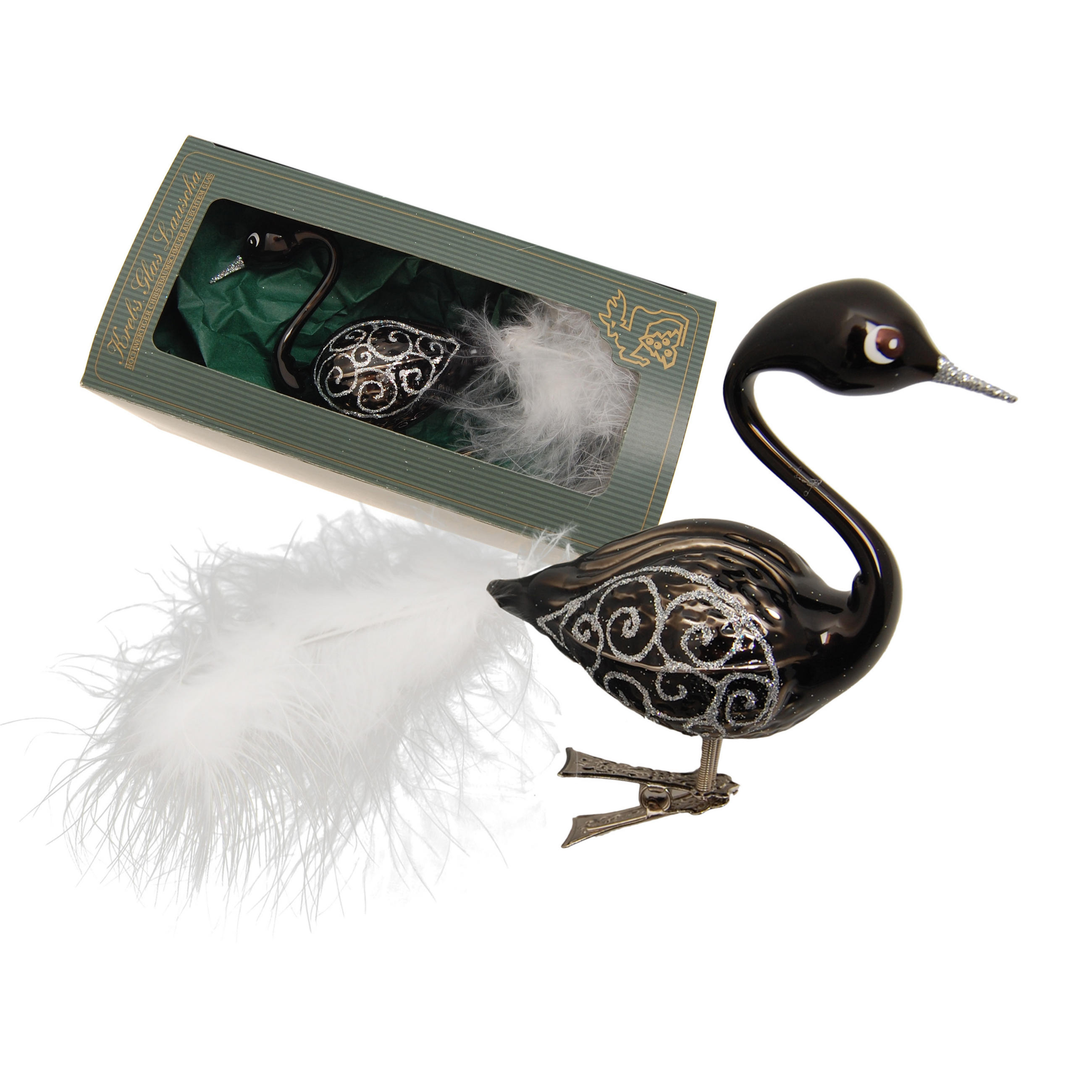 CHRISTBAUMSCHMUCK Schwan Schwarz 5cm (Glas / 1 Stk.) - Schwarz, Glas (3/5/9cm) - Krebs Glas Lauscha