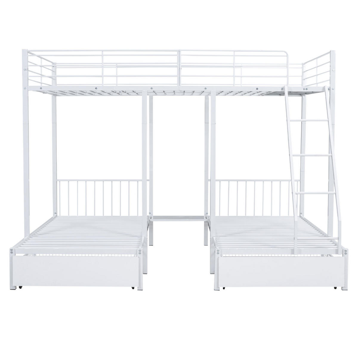 ETAGENBETT 140/200 und 2 x 90/200 cm in Weiß mit Schubladen, teilbar - Weiß, Metall (140/200cm) - OKMYHOME