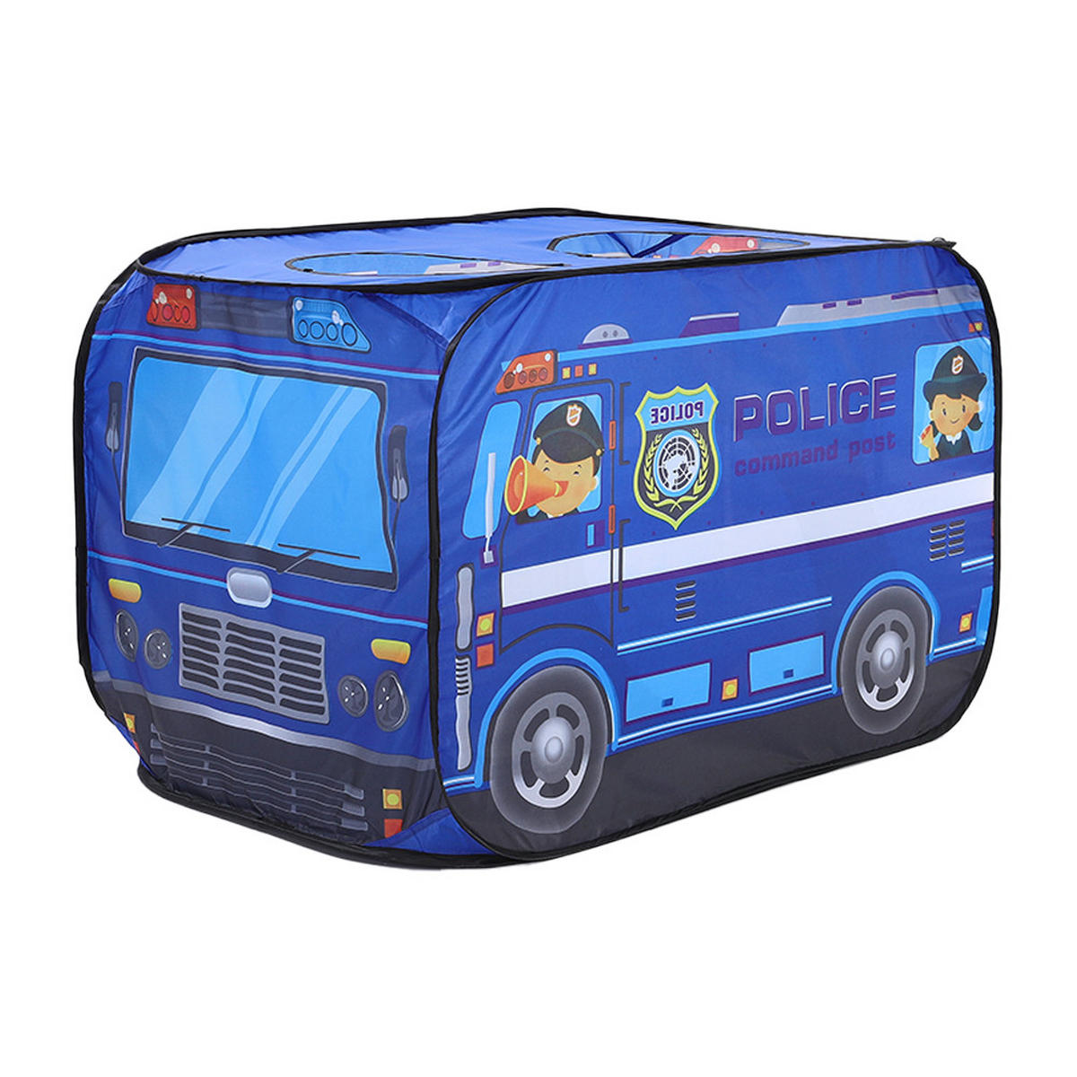 KINDERZELT 115/75/70 cm Faltbar Polizeiauto-Motiv Polyester Blau - Blau, Kunststoff (115/75cm) - Livingandhome