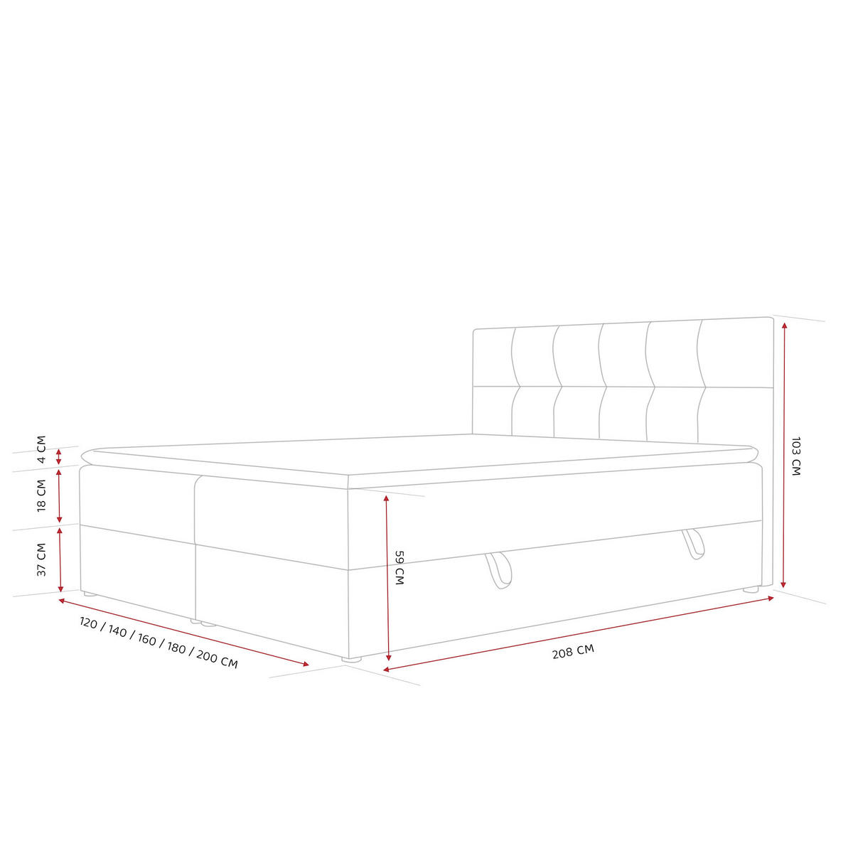 BOXBETT RENZO 200/200 cm mit Matratze und Topper, Dunkelgrau - Dunkelgrau, Holzwerkstoff/Textil (200/200cm) - Idohome