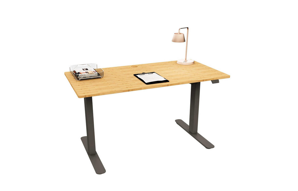 SCHREIBTISCH Anthrazit 150x80 cm massiver Bambusplatte – von MAJA Möbel, elektrisch höhenverstellbar - Schwarz, Holzwerkstoff (80/150/70.5cm)