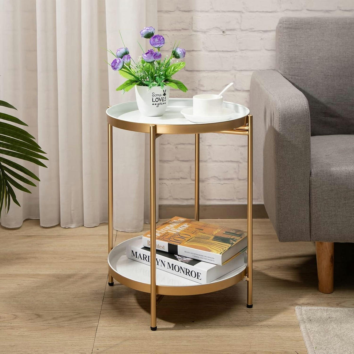 BEISTELLTISCH rund Metall Gold 37 x 48.5 cm - Goldfarben, Metall (37/37/50cm)