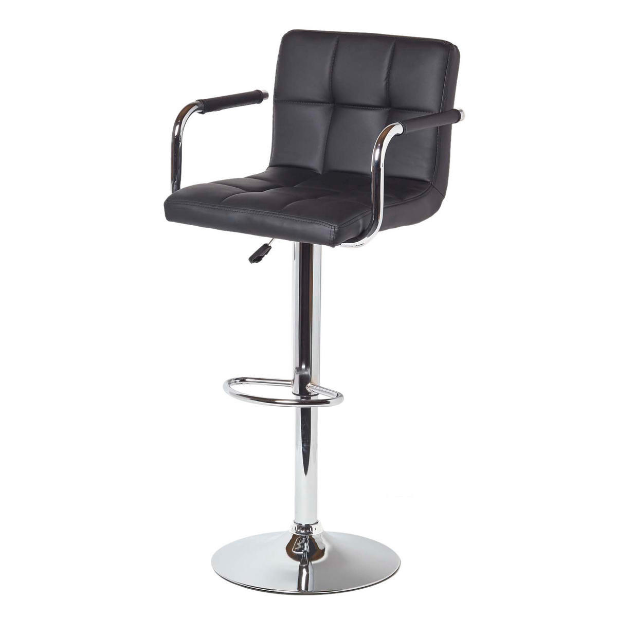 BARSTUHL Bramley mit Lehne, Kunstleder, drehbar & höhenverstellbar - Schwarz, Textil (44/113/44cm) - Homescapes