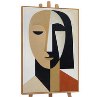 GEMÄLDE Geometrie des Gesichts Schattenfugenrahmen Eichefarben 140x100 cm - Eichefarben, Holz (140/100cm) - YS-art gallery