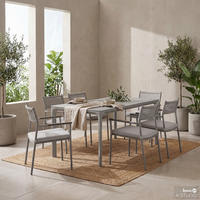 GARTENESSGRUPPE - 7-teilig - Aluminium / Granit - Grau - Grau, Kunststoff/Textil - home24