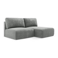 ECKSOFA mit Schlaffunktion rechts Chenille Stoff Grau - Blau/Schwarz, Kunststoff/Textil (210/149cm) - Makamii