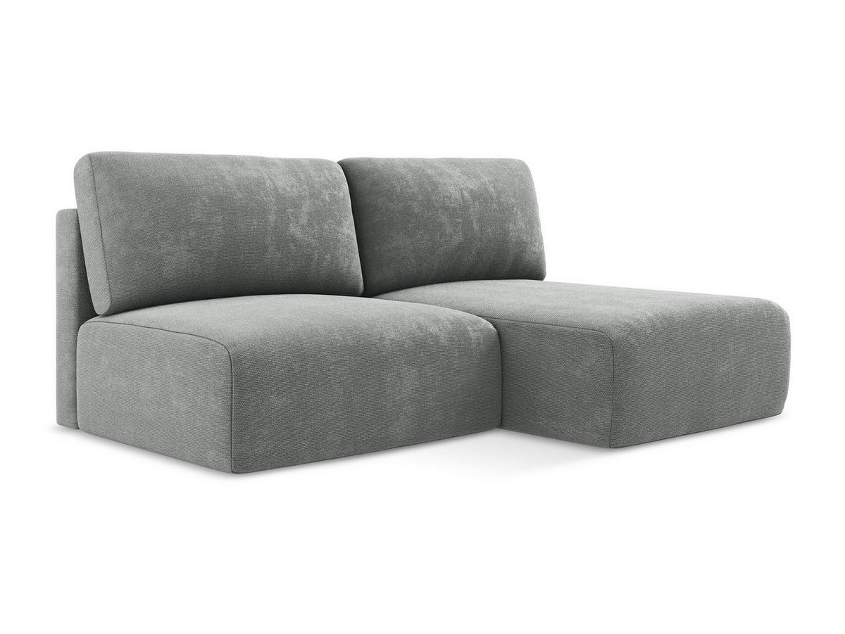 ECKSOFA mit Schlaffunktion rechts Chenille Stoff Grau - Blau/Schwarz, Kunststoff/Textil (210/149cm) - Makamii