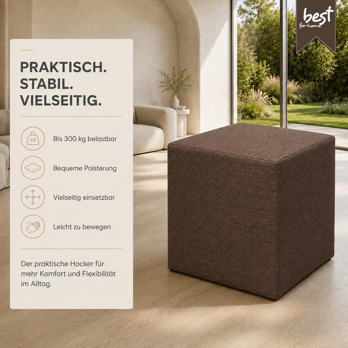 SITZWÜRFEL / Siège Pouf - Brun Foncé, 40X40X40 Cm, Assise Rembourrée, Confortable Pour Salon, Chambre Ou Bureau - Dunkelbraun/Braun, Textil (41/41/40cm) - Best For Home