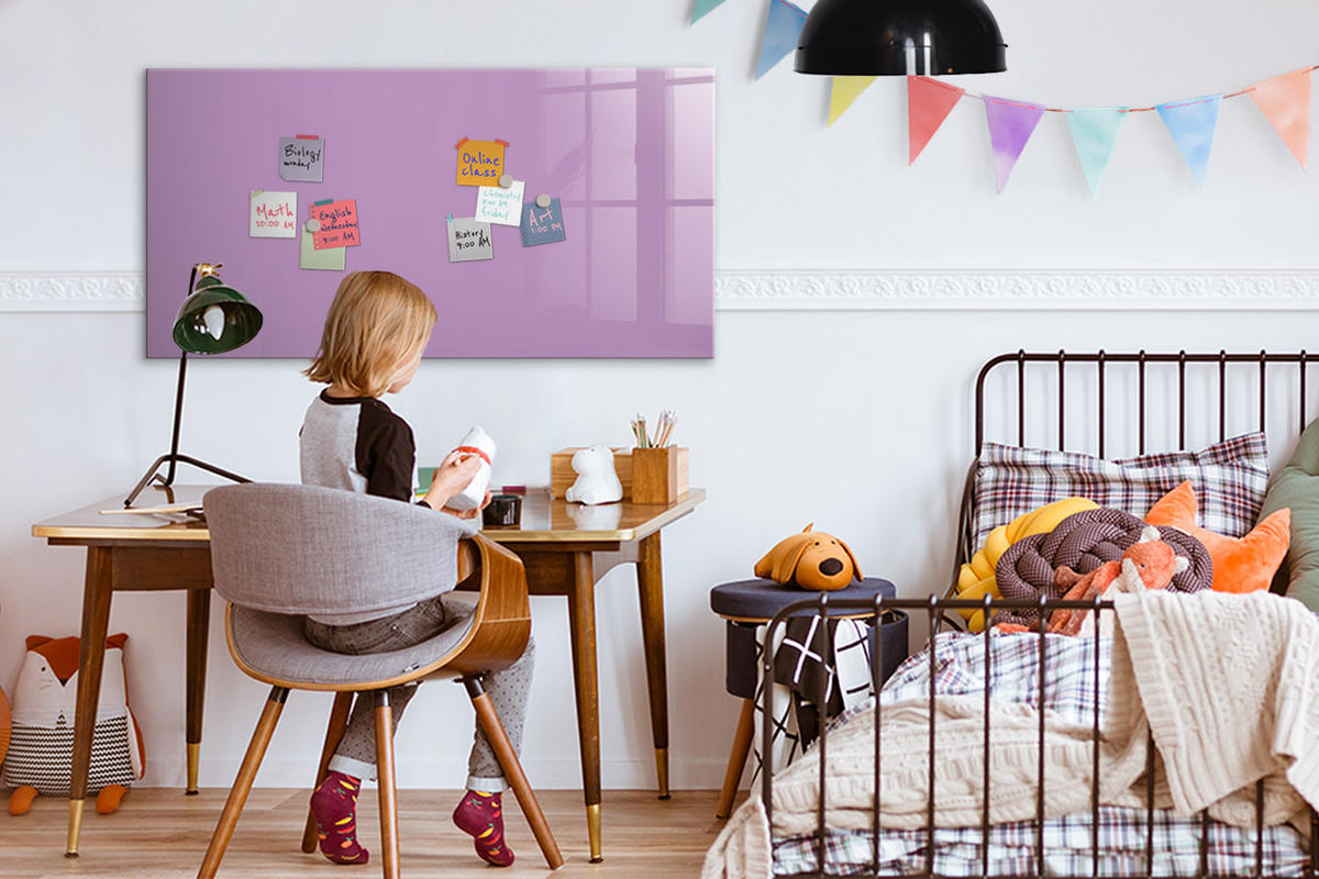 MAGNETTAFEL 120x60 Flieder schwarzer Marker - Violett, Glas (120/0.4/60cm) - TULUP