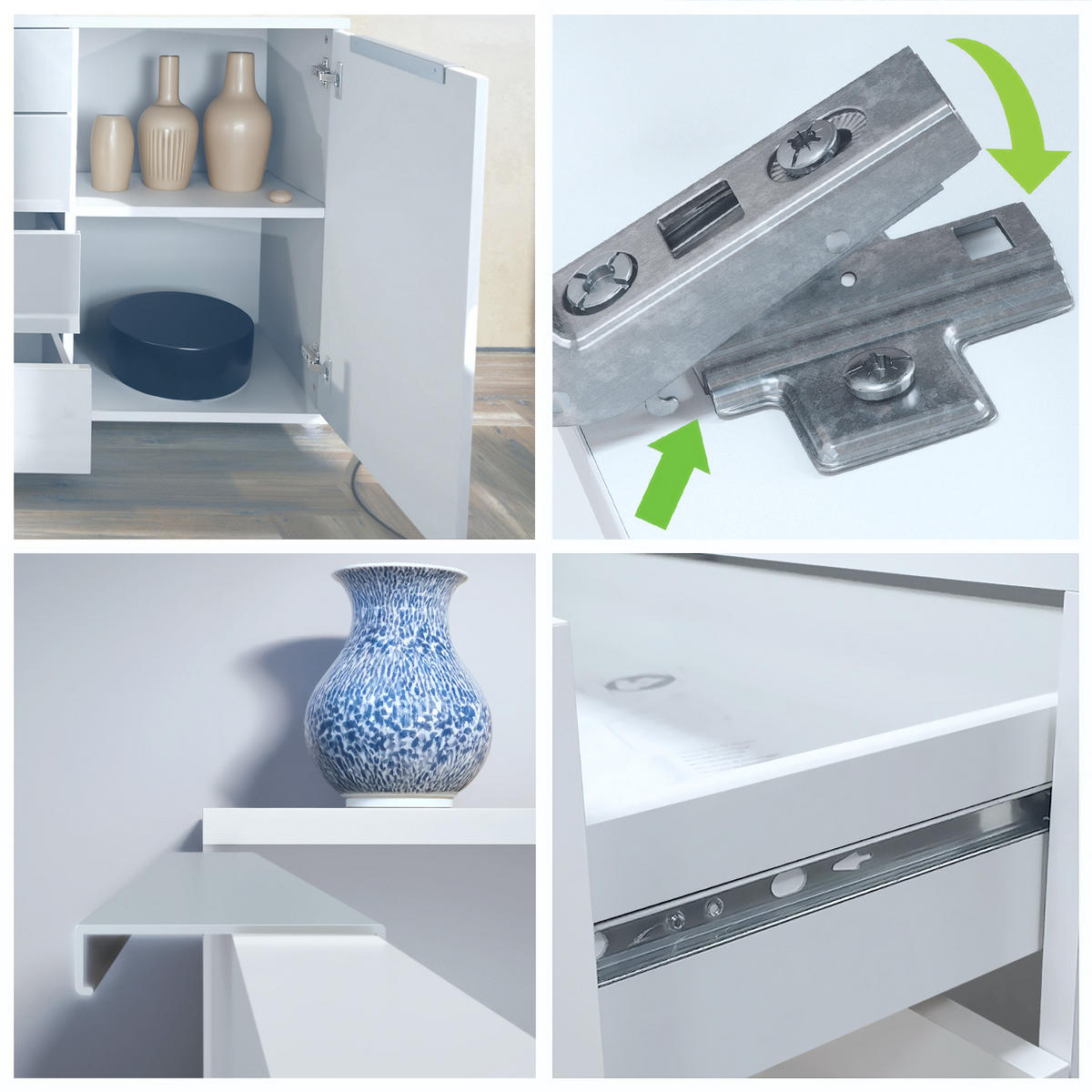 SIDEBOARD Linio Grau Hochglanz - Grau, Holzwerkstoff (138.5/75.5/35cm) - Vladon