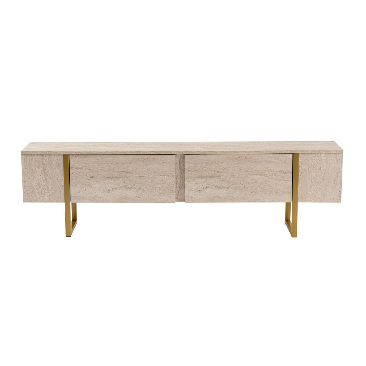 TV-MÖBEL serenity Travertin - Goldfarben, Holzwerkstoff (29.5/50/188cm) - Calicosy