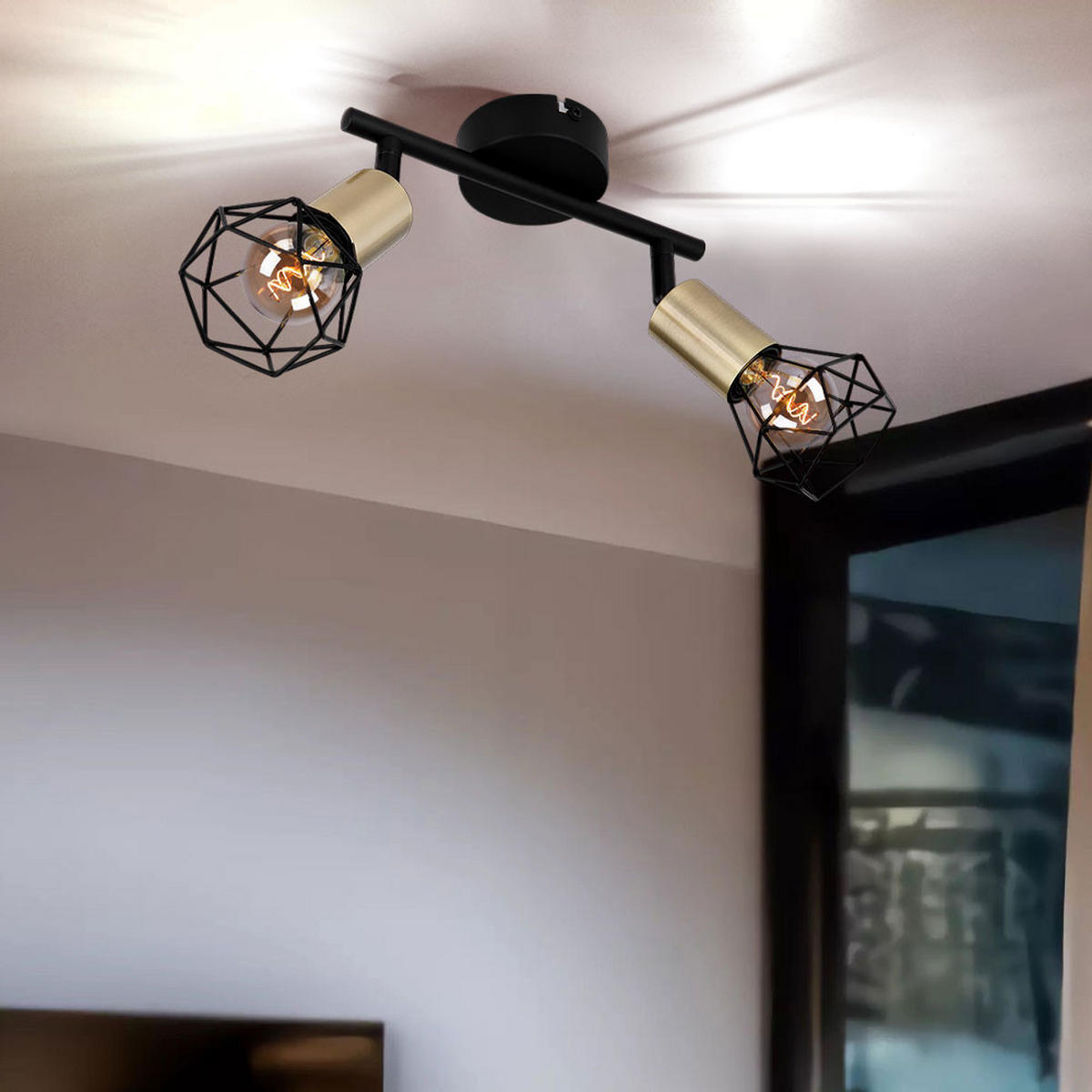 DECKENLEUCHTE Metall Schwarz Drahtgeflecht - Schwarz, Metall (22/8/20cm)