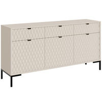 KOMODA Montreal se 3 dvířky a 3 zásuvkami, dekorativní 3D čela, 150 cm, kašmír - černá/kašmírová, kov/kompozitní dřevo (150/85/40cm) - Beautysofa