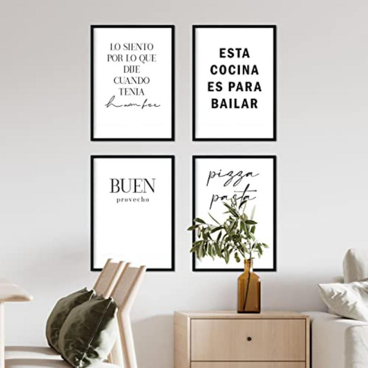 POSTER Set mit 4 Küche TypografieStil A3 Rahmenlos - Klar, Papier (29.7/3cm) - Nacnic