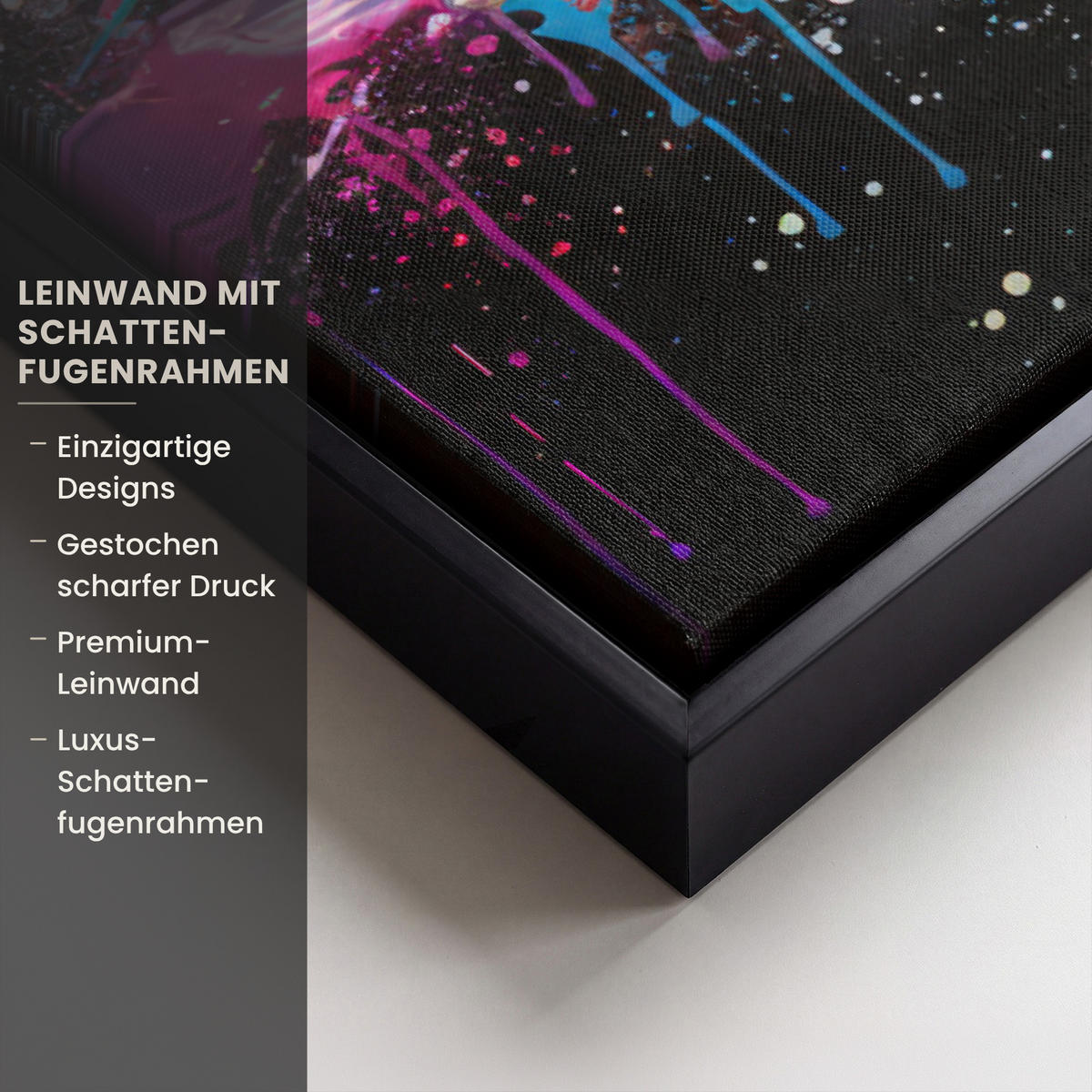 LEINWAND Bilder mit Rahmen - Fußball - Farbe - Farben - Schwarz - Weiß - 40x60 - Weiß, Textil (40/60cm) - MuchoWow