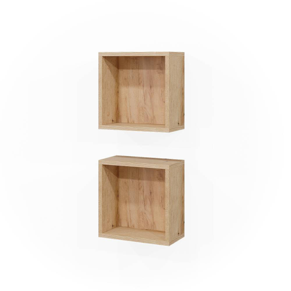 WANDREGAL Rudi Eiche 30 x 30 cm 2er Set - Eichefarben, Holzwerkstoff (30/30/15cm) - Vicco