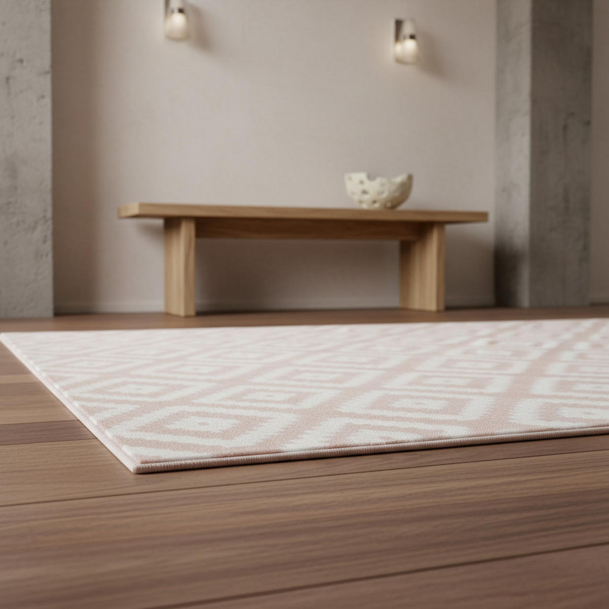 TEPPICH Kurzflor INN in Rosa, geometrisch, 80 x 300 cm - Rosa, Textil (80/300cm) - KADIMA DESIGN