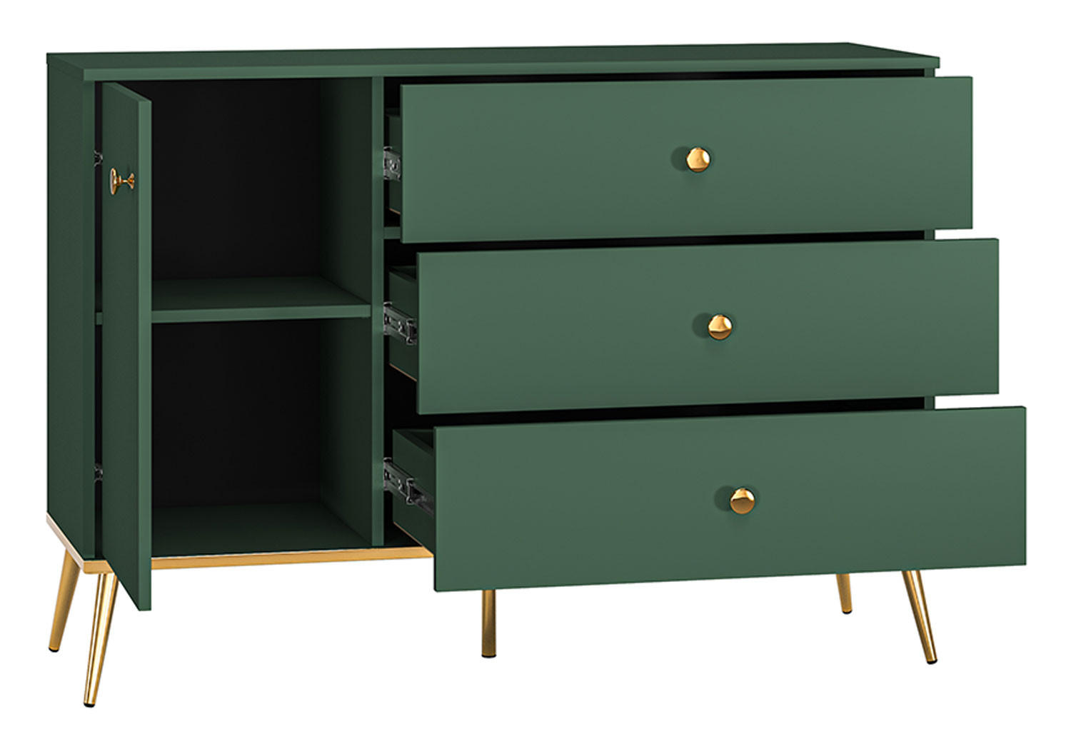 SIDEBOARD Forest dunkelgrün / gold 120 / 40 / 85cm - Dunkelgrün/Goldfarben, Holz/Holzwerkstoff (120/85/40cm) - Feldmann-Wohnen