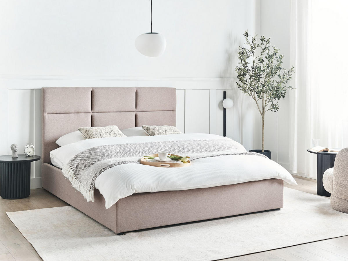 POLSTERBETT 160x200 cm Beige Lagord - Taupe, Textil (160/200cm) - Beliani