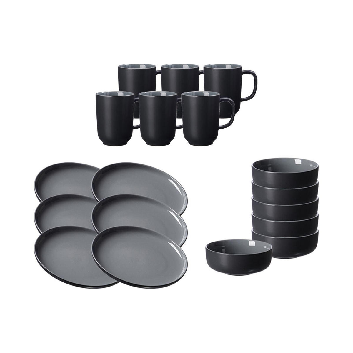 FRÜHSTÜCKSSERVICE Jasper schwarz 18er Set - Schwarz, Keramik (1/1/1cm) - Ritzenhoff Breker