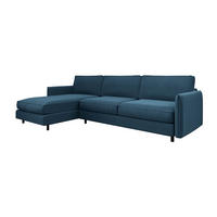 ECKSOFA LINKS Rastergewebe Entenblau 268cm - Blau, Textil (166/268cm) - Sia Home