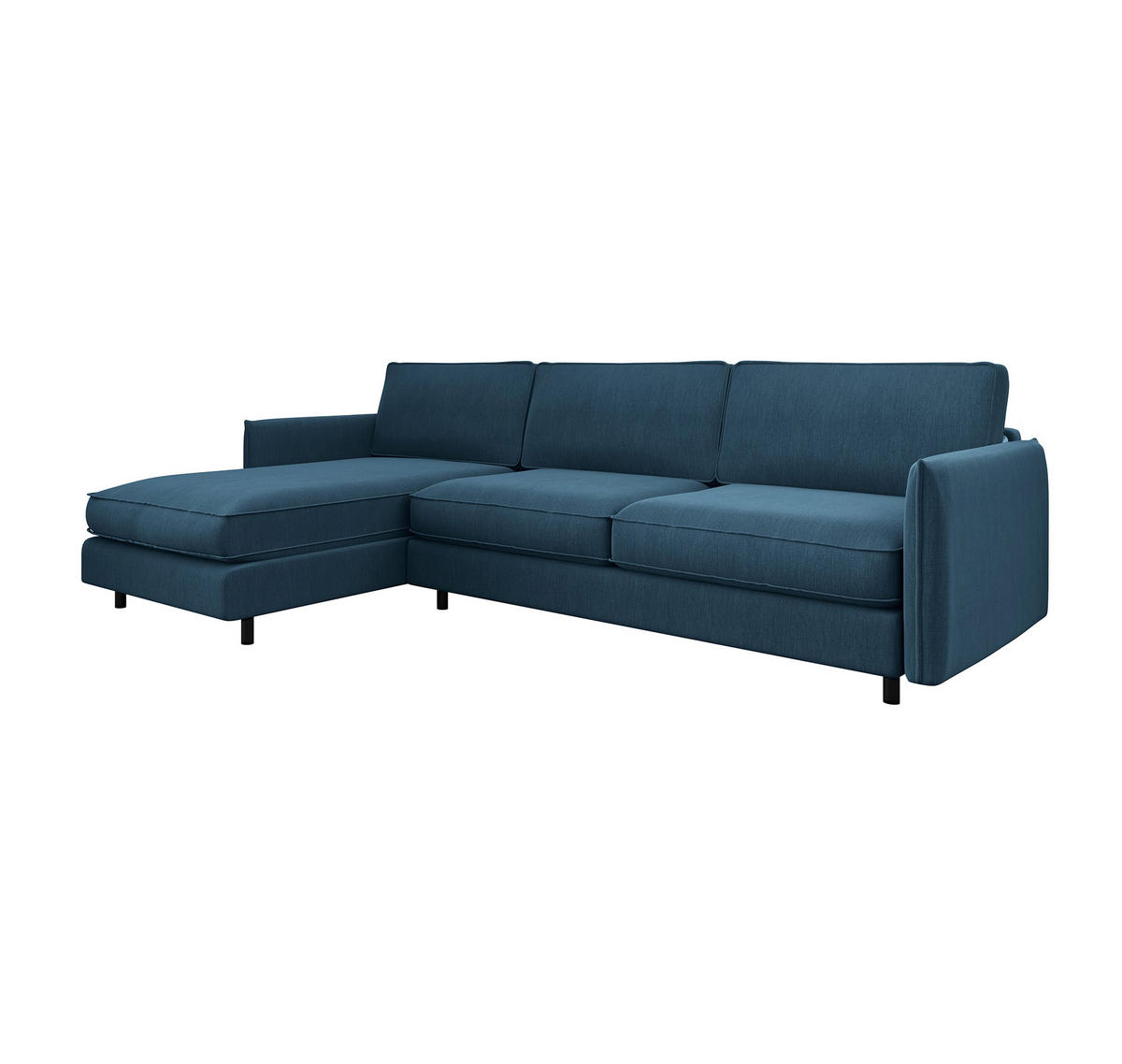 ECKSOFA LINKS Rastergewebe Entenblau 268cm - Blau, Textil (166/268cm) - Sia Home