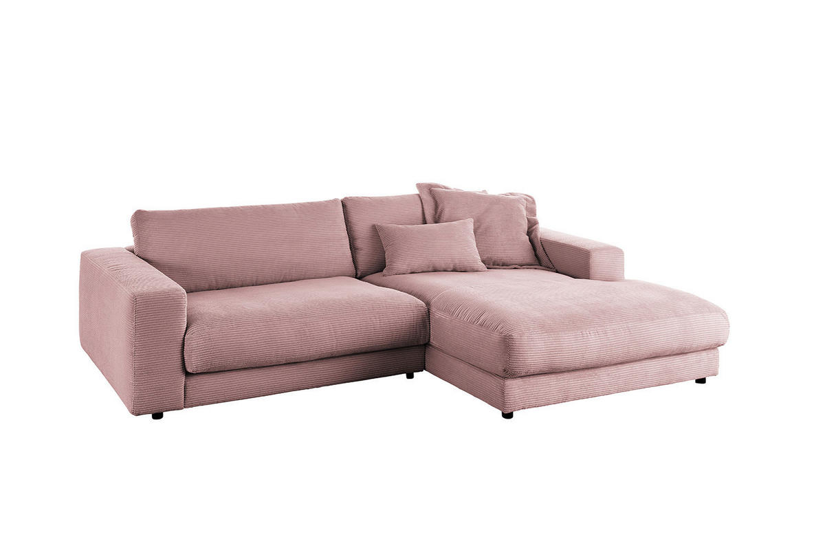 ECKSOFA MADELINE Pink Cord - Pink/Schwarz, Kunststoff/Textil (270/190cm) - KAWOLA