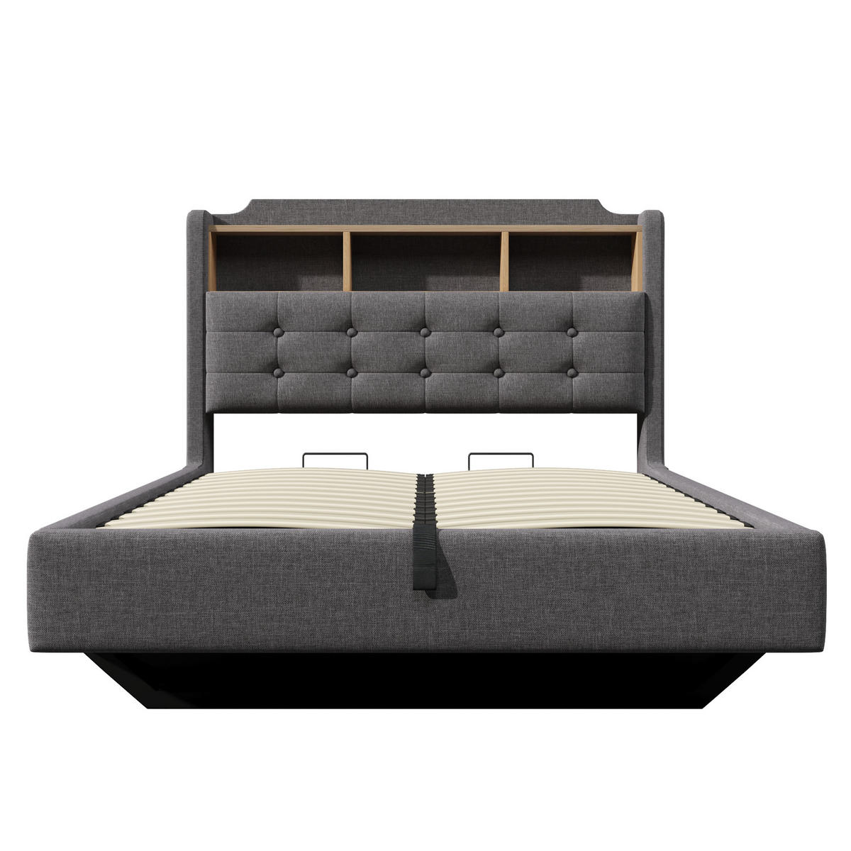 POLSTERBETT 140/200 cm in Grau mit Bettkasten, LED, USB und Type-C Leinen - Grau, Holzwerkstoff/Textil (140/200cm) - STILVORA