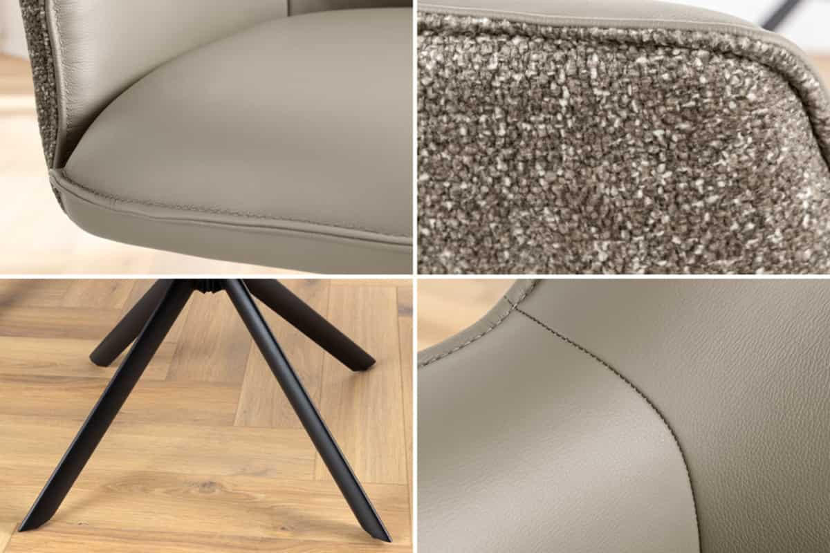 STUHL LE GRAND Echtleder Taupe 90 cm - Taupe/Schwarz, Leder/Textil (66/87/68cm) - riess-ambiente