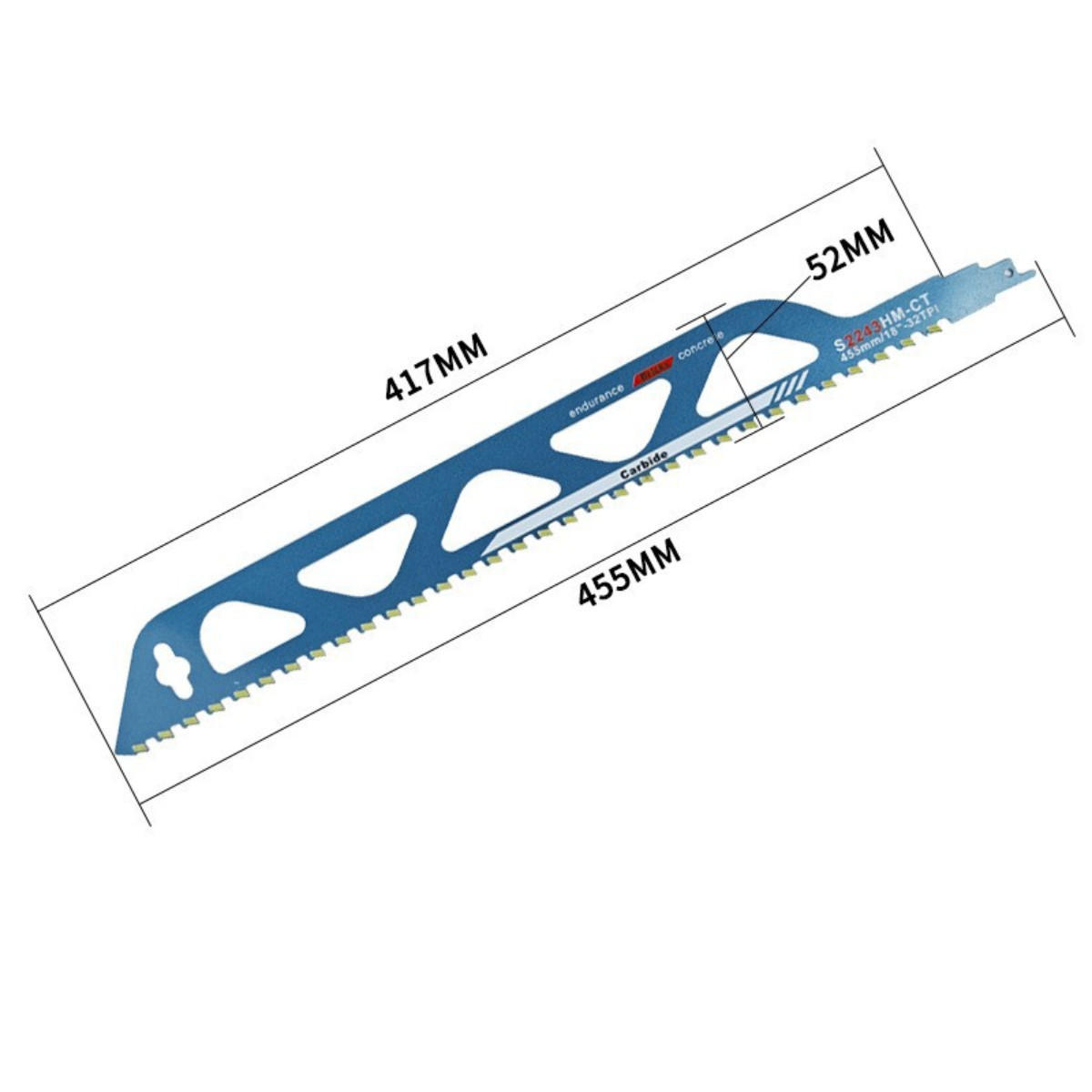 SÄGEBLATT - geeignet für Porenbeton, Ziegel, Zementplatten und Beton, 455 mm lang. - Blau, Metall (45.5/5.2/1cm) - DCA