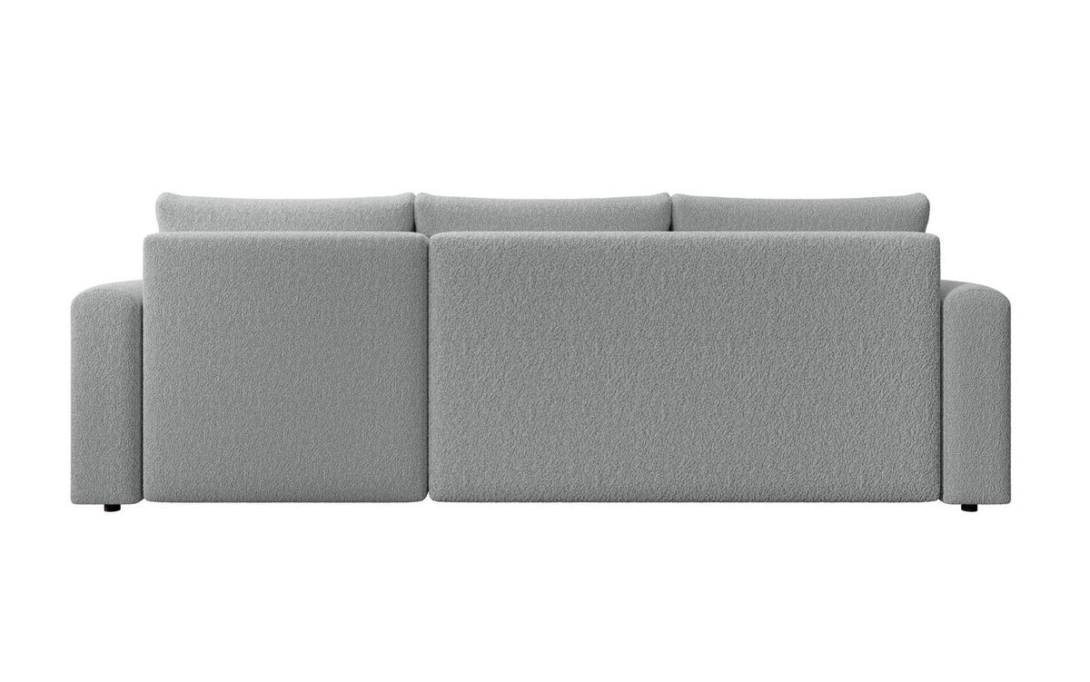 ECKSOFA DORA L, Eckcouch in L-Form mit Schlaffunktion und Bettkasten, Farbe: Grau, Bouclé-Stoff, Ottomane Rechts - Grau, Textil (240/143cm) - Storez24