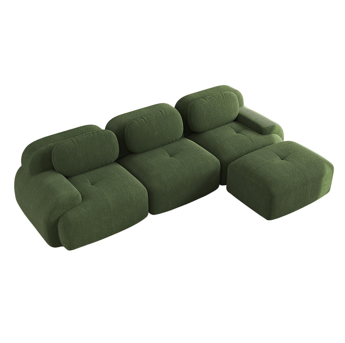 ECKSOFA modular rahmenlos Cord Green - Grün, Kunststoff (178/298.1cm) - Meubliv