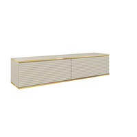 TV-BOARD FORNO (Hängend, Beige, Rillenfront, Goldene Details, 2 Klapptüren, 135 cm) - Beige, Holz/Holzwerkstoff (135/30/32cm) - Ravio