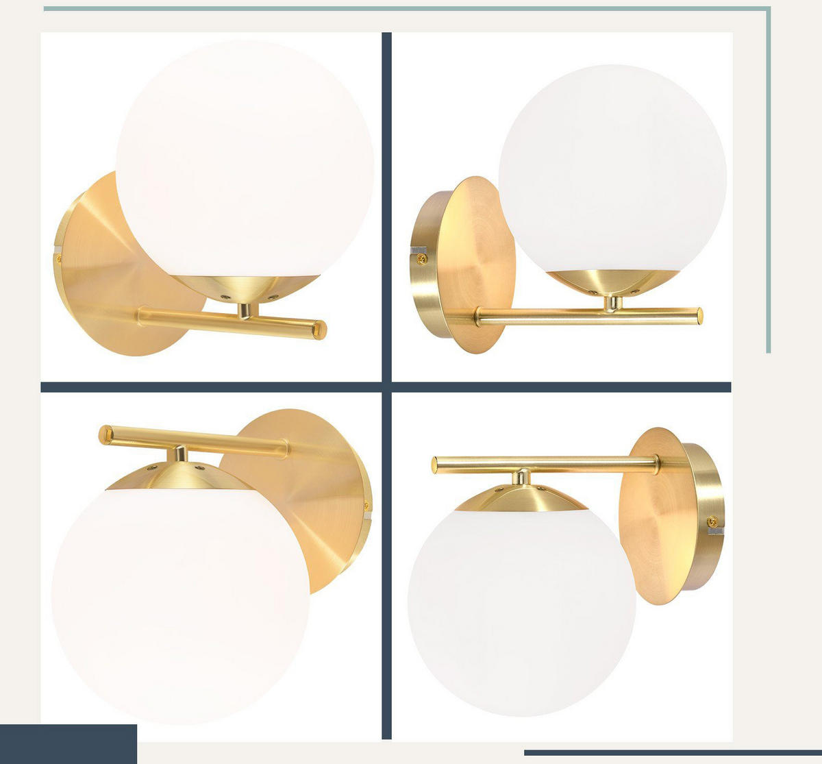 WANDLEUCHTE Marble 20/12/19.5 cm - Goldfarben/Weiß, Metall (12/19.5/20cm) - ZMH