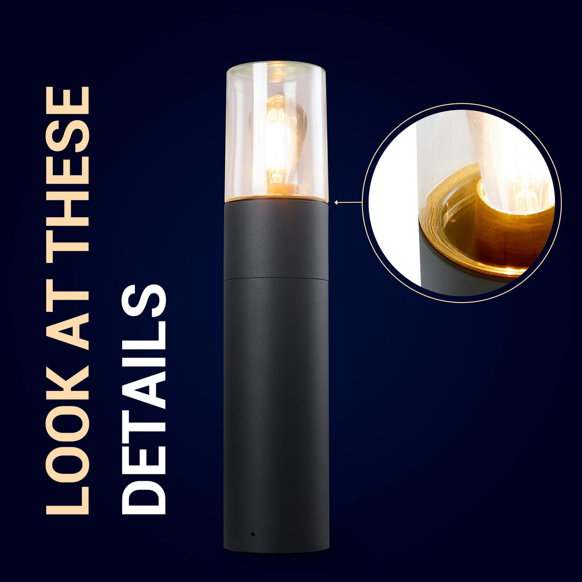 AUSSENLEUCHTE Ambra 50 - Anthrazit, Metall (11/11/50cm) - Paco Home