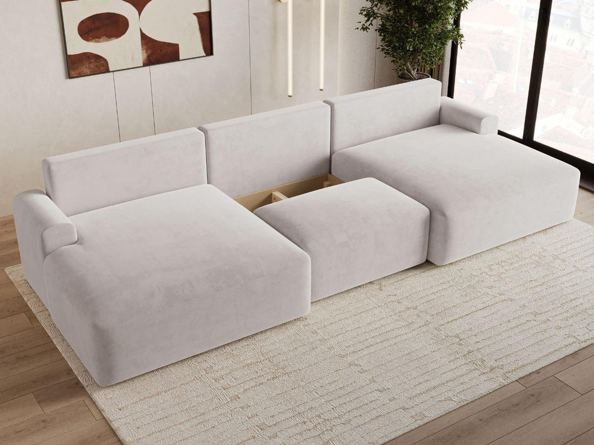 ECKSOFA U Serene Grau - Grau, Holz/Textil (391/145cm) - Graingold