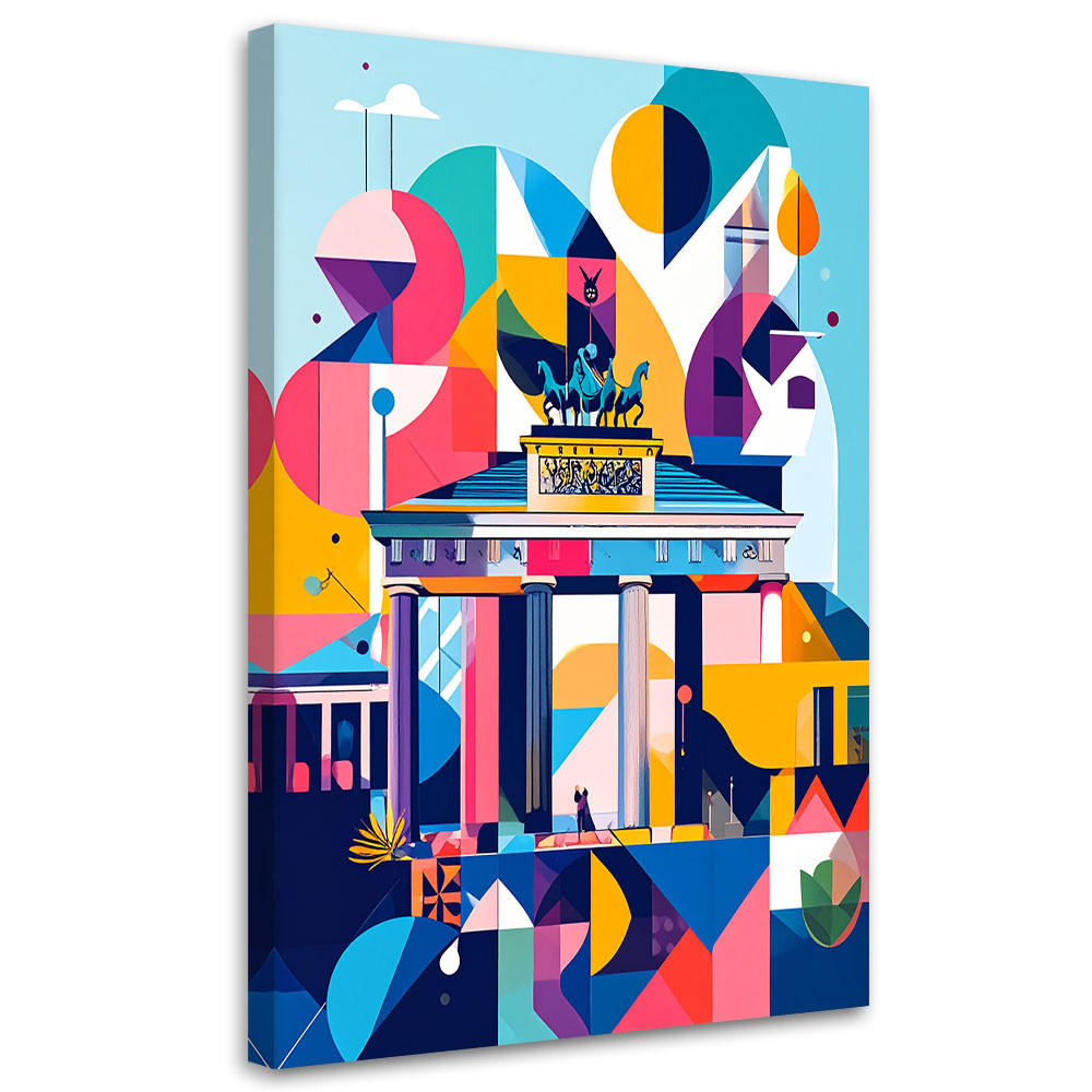 LEINWANDBILD Berlin Stadt Abstraktion im Bauhaus-Stil 80x120cm - Multicolor, Textil (80/120cm) - Feeby