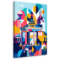 LEINWANDBILD Berlin Stadt Abstraktion im Bauhaus-Stil 60x90cm - Multicolor, Textil (60/90cm) - Feeby
