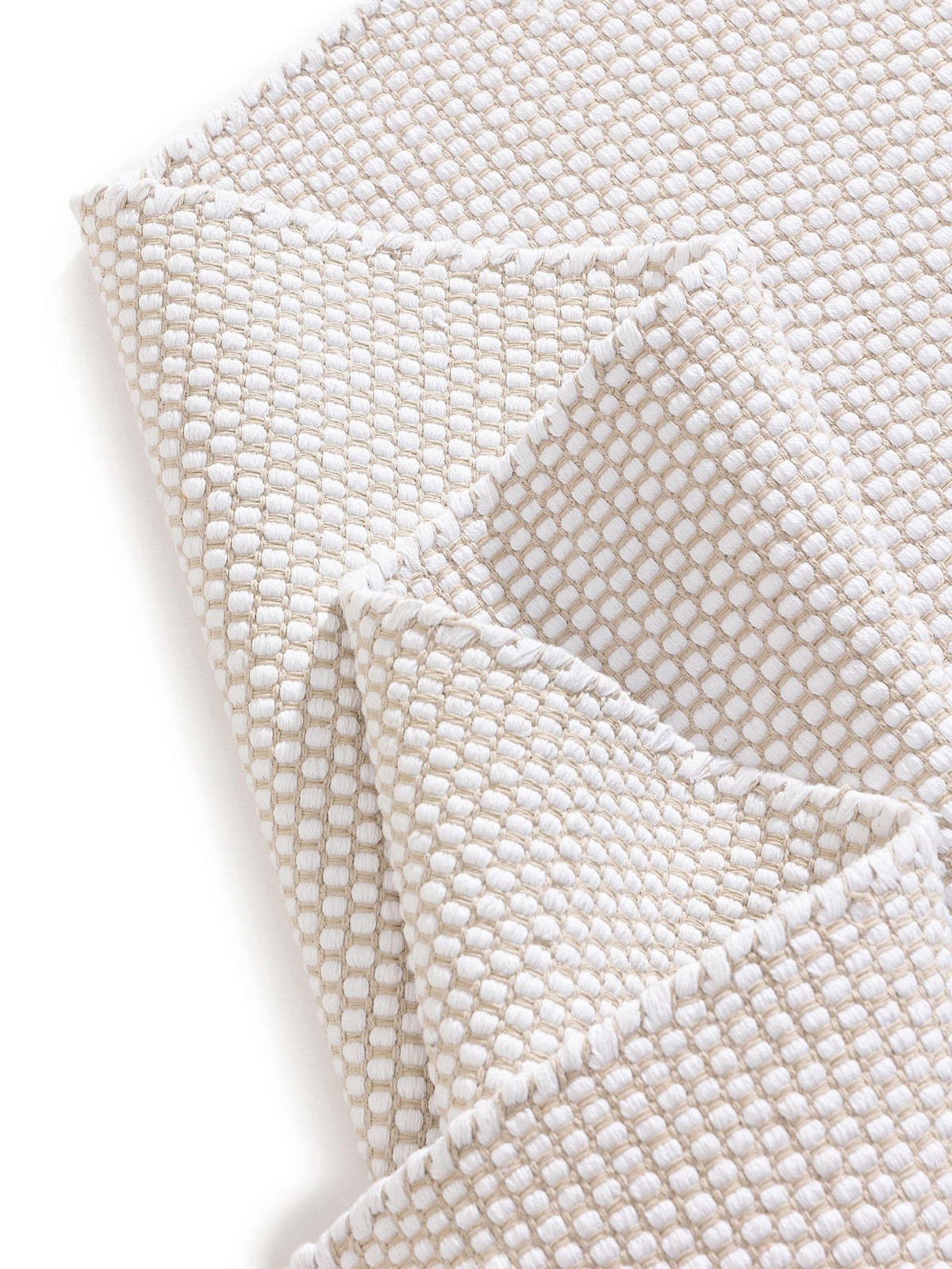 BAUMWOLLTEPPICH Ron handgewebt 60x120 cm - Weiß, Naturmaterialien/Textil (60/120cm) - benuta