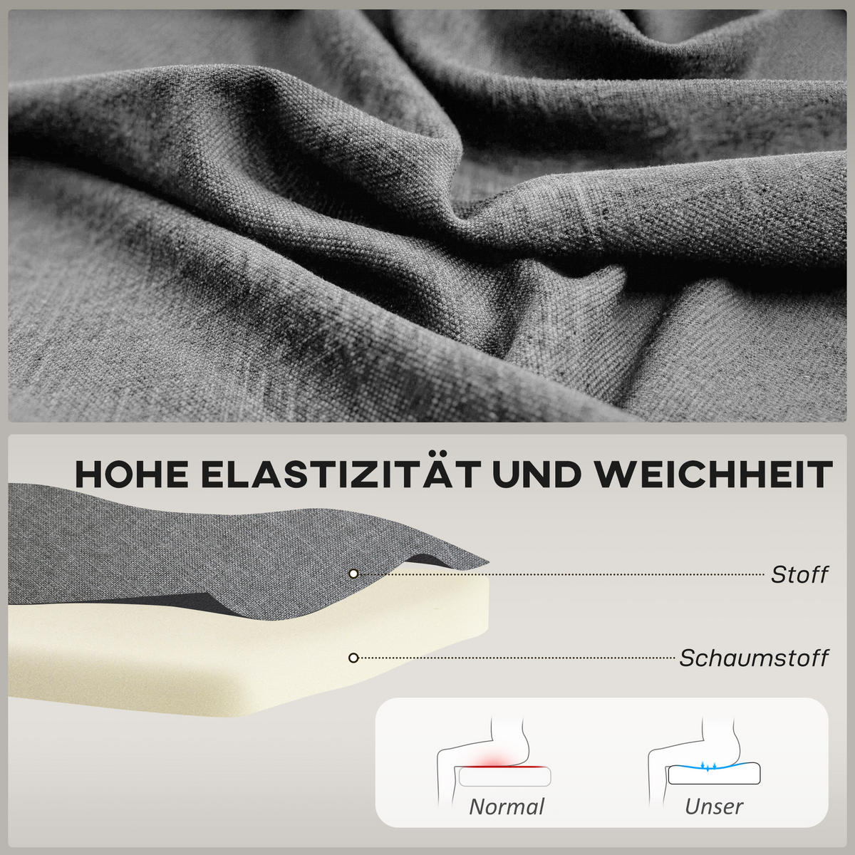2-SITZER-SOFA DE-06551 Polstersofa Leinenoptik, Holzrahmen Grau - Grau, Holz/Textil (117/77/56.5cm) - ComfortXL