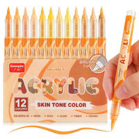ACRYLSTIFTE Set 12 Farben Hauttöne & Macaron Brush Tip Wasserfest - Multicolor, Kunststoff (1/1/14cm)