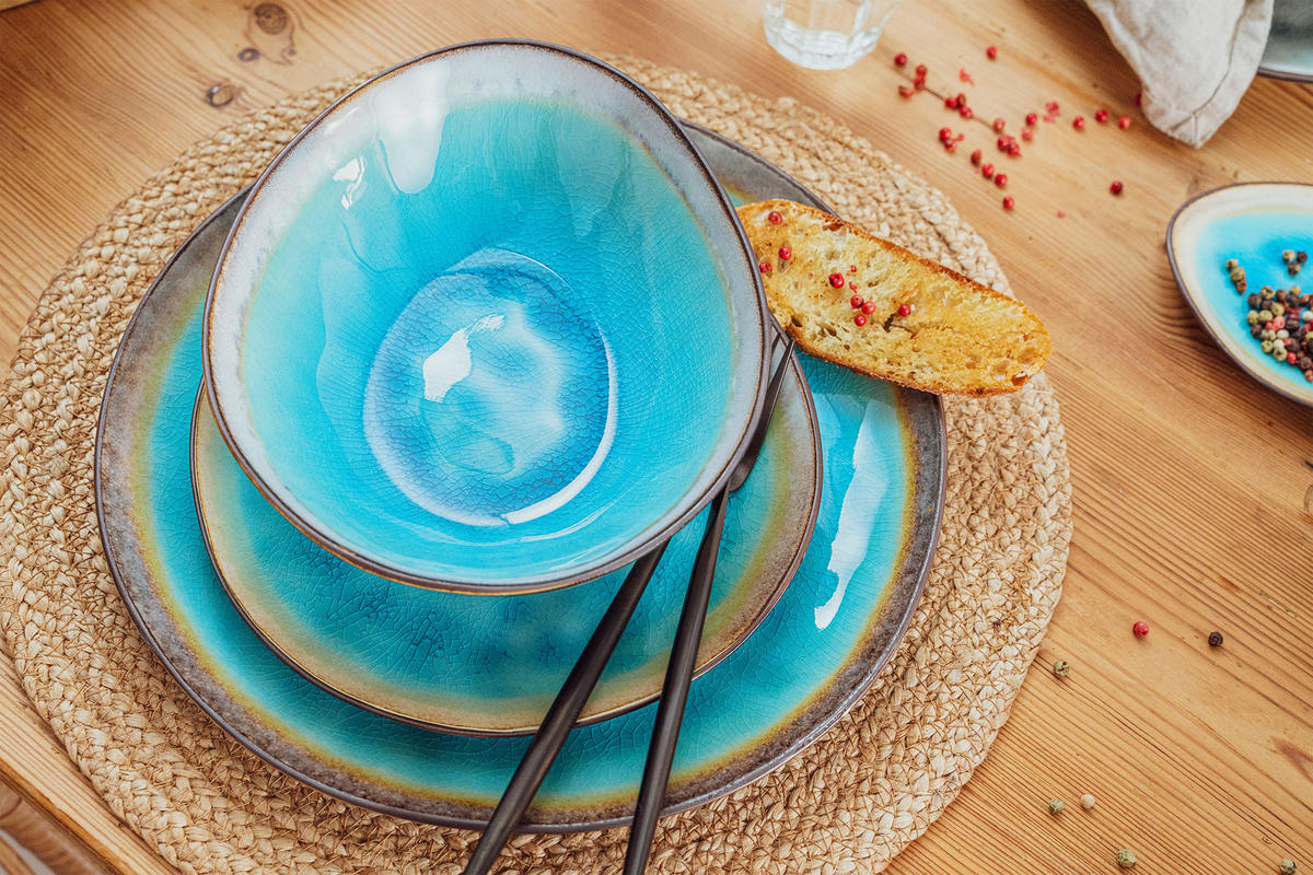 SALATSCHALEN SET CAPRI - 4 teilig aus Steingut - Pastellblau, Keramik (20cm) - Sänger
